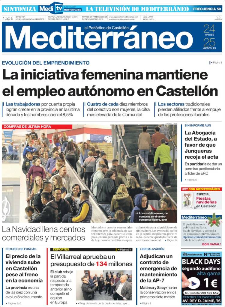 Portada de El Periódico Mediterraneo (Espa&ntilde;a)