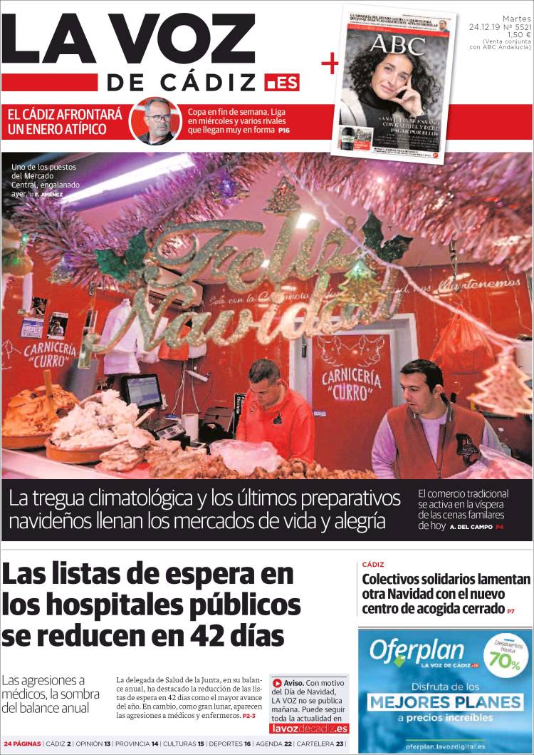 Portada de La Voz de Cádiz (Espa&ntilde;a)