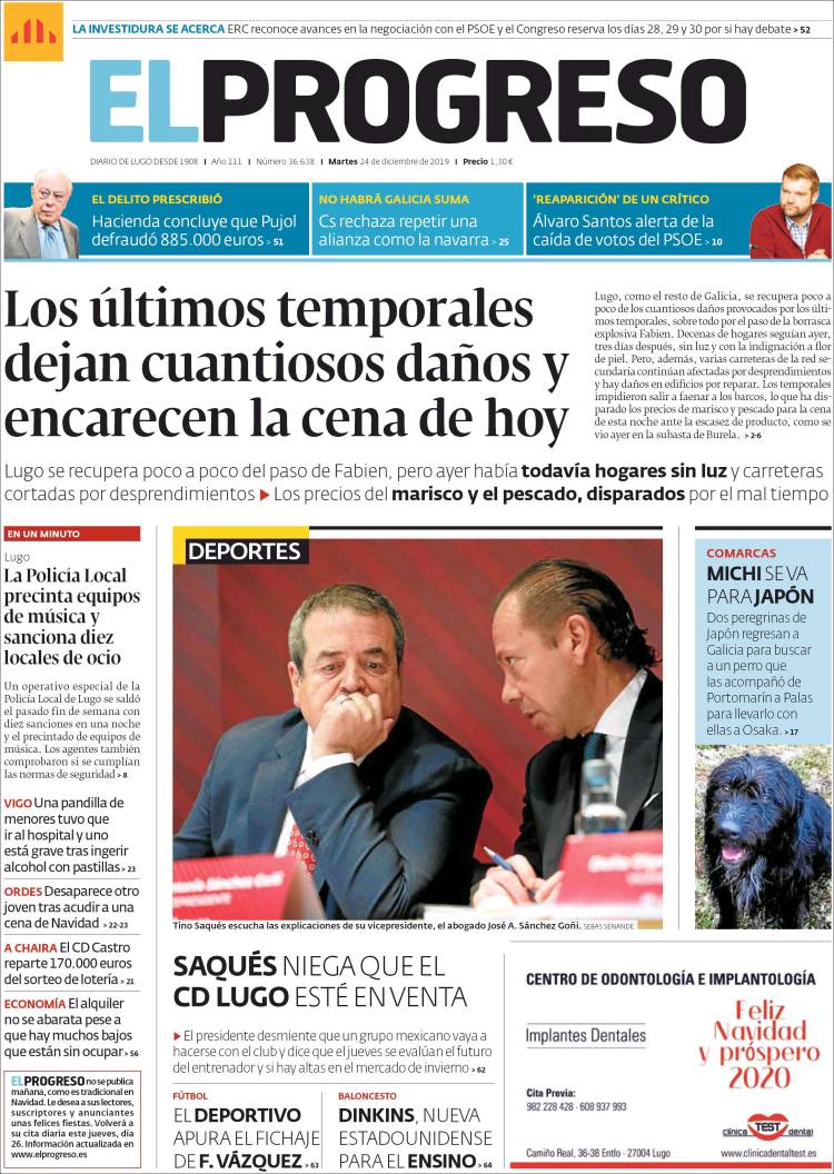 Portada de El Progreso (Espa&ntilde;a)