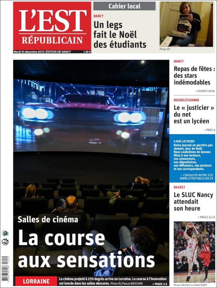 Portada de L'Est Republicain (Francia)