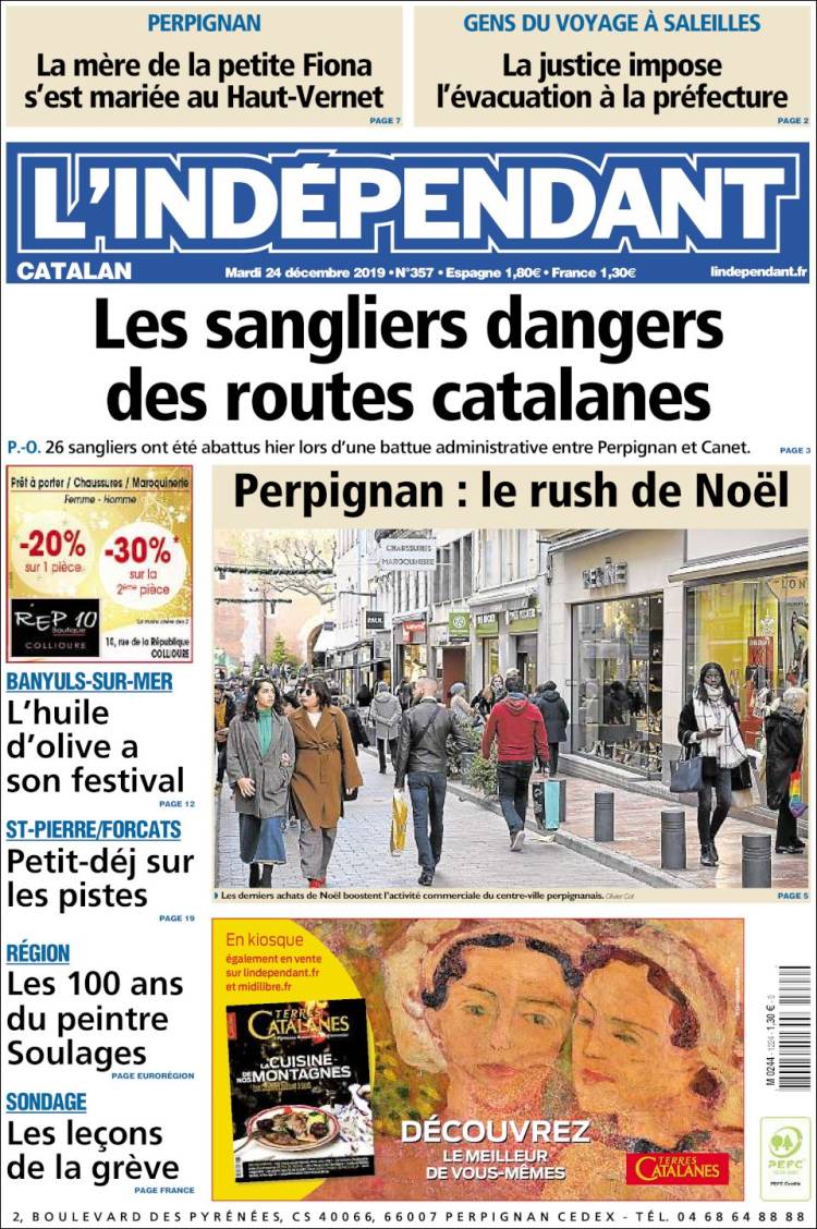 Portada de Le Indépendant (Francia)