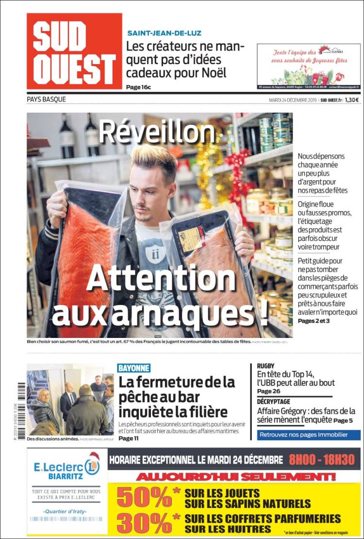Portada de Sud Ouest (Francia)