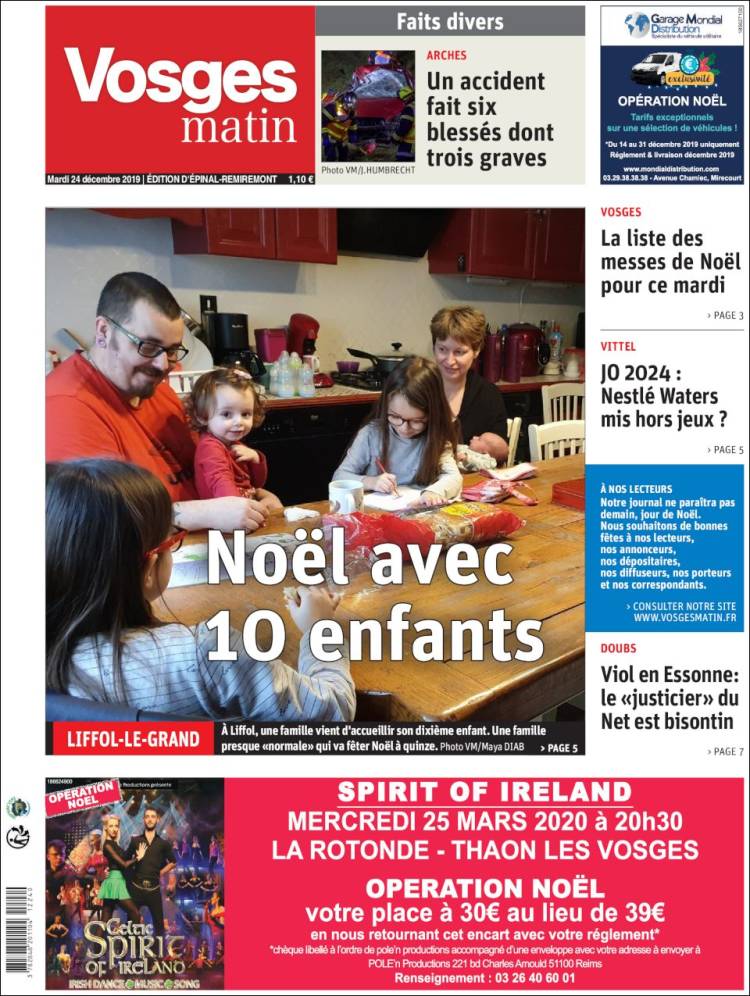 Portada de Vosges Matin (Francia)