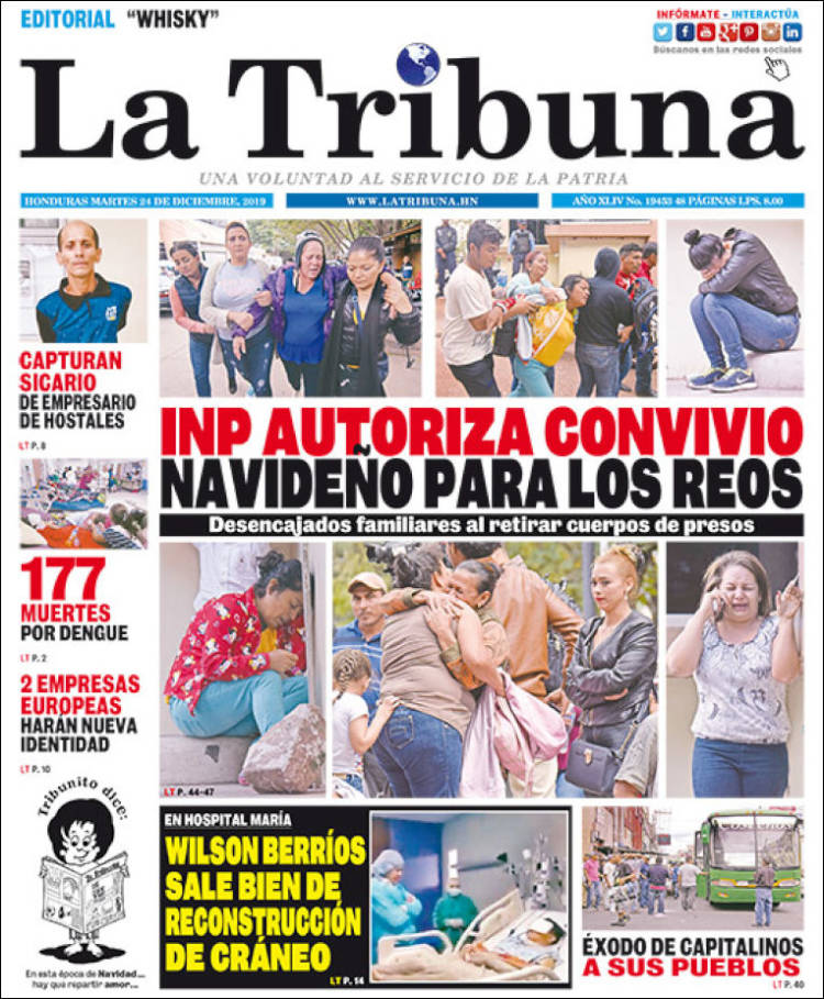 Portada de La Tribuna (Honduras)