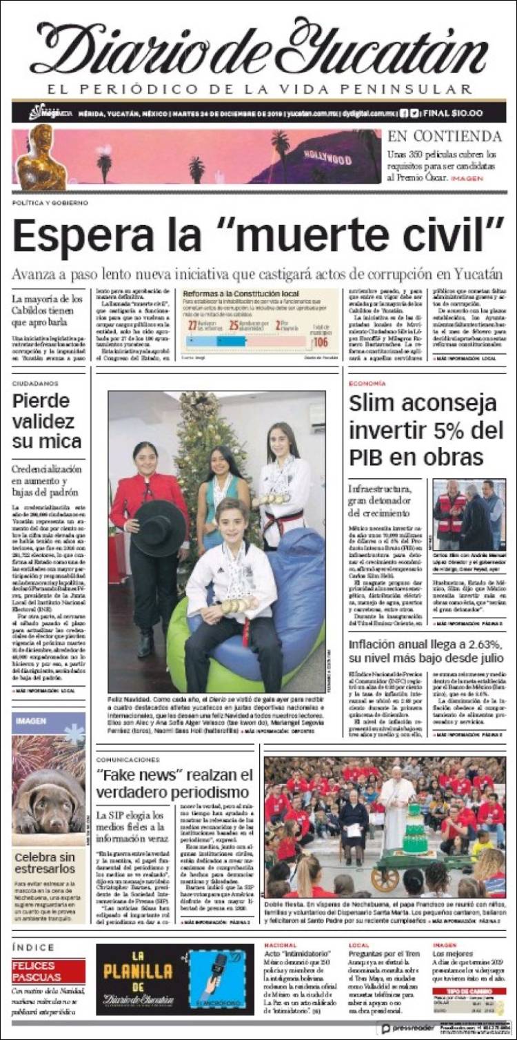 Portada de Diario de Yucatán (M&eacute;xico)