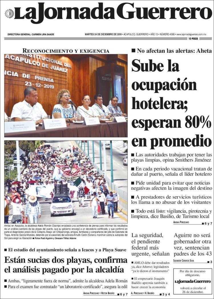 Portada de La Jornada de Guerrero (M&eacute;xico)