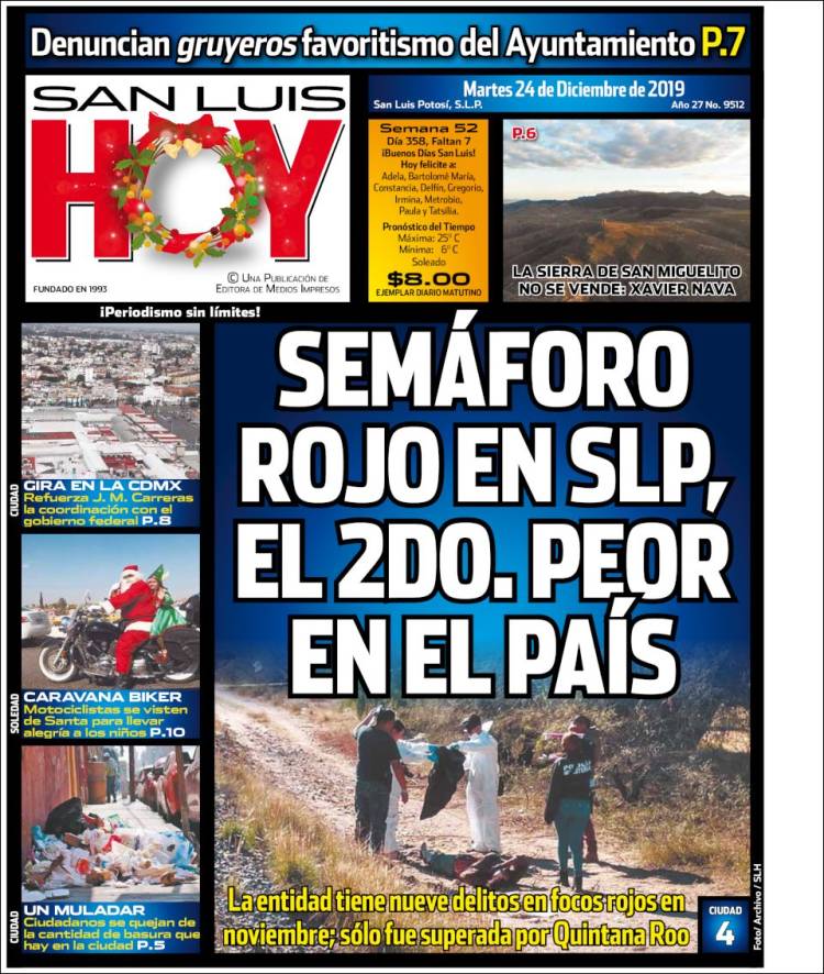 Portada de San Luis Hoy (M&eacute;xico)