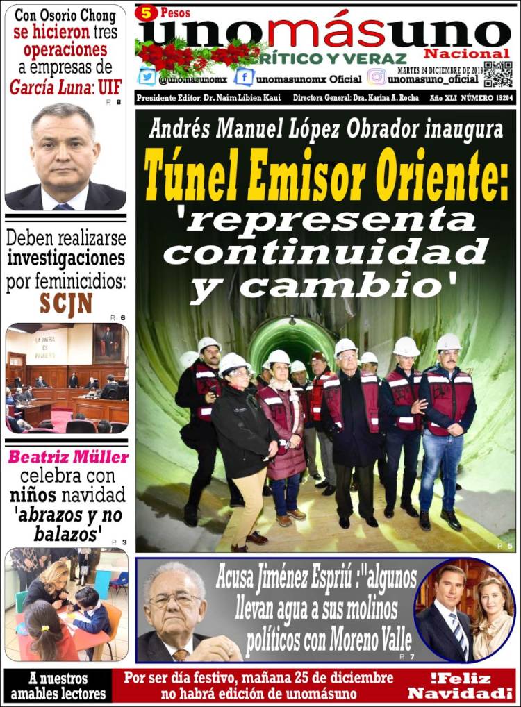 Portada de unomásuno (M&eacute;xico)