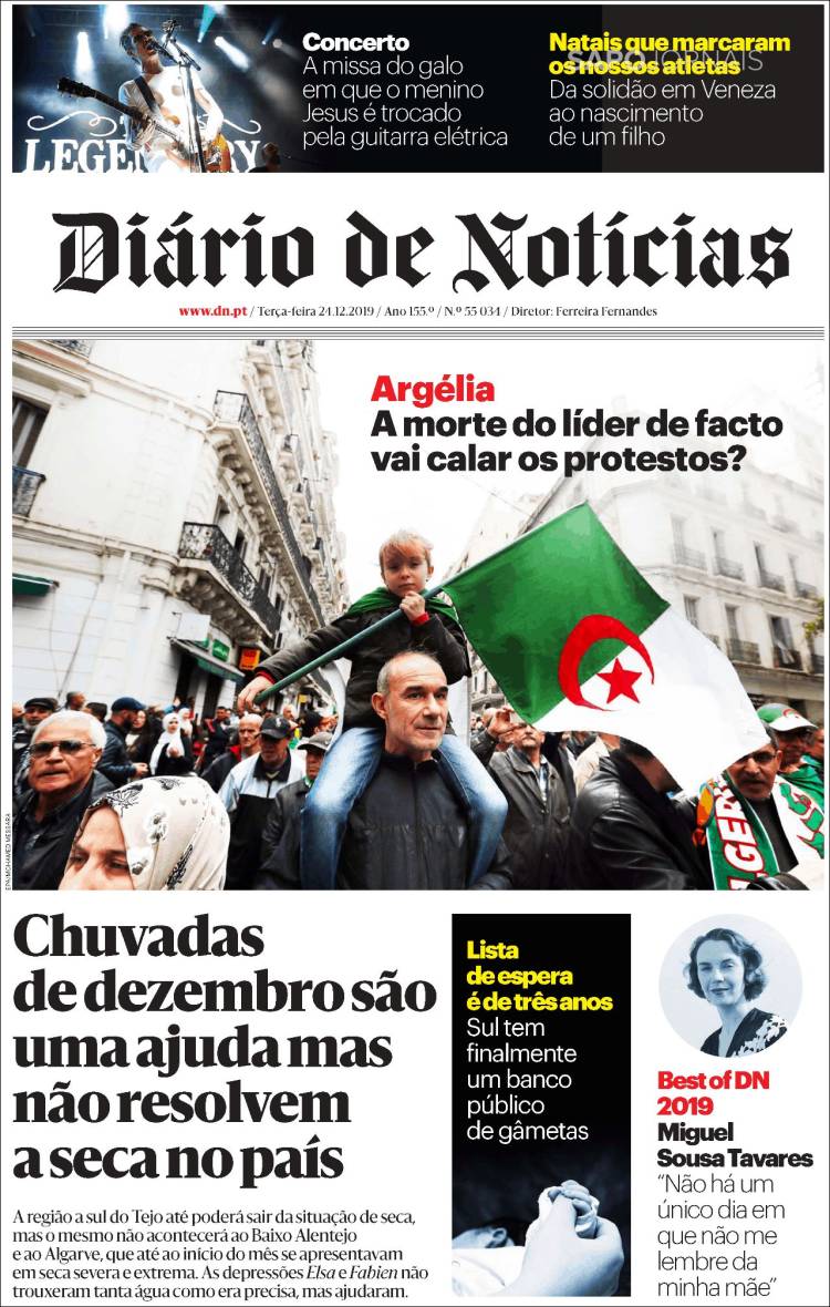 Portada de Diário de Noticias (Portugal)