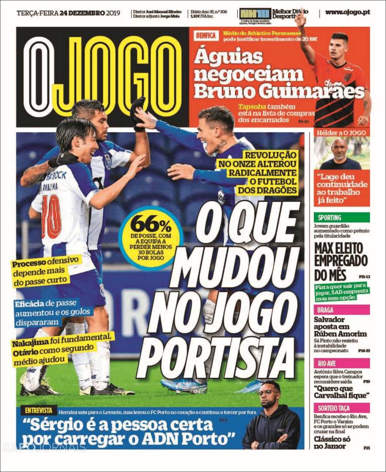 Portada de O Jogo (Portugal)