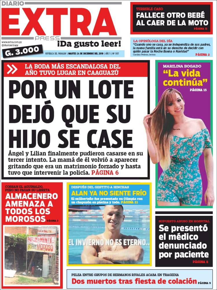 Portada de Diario Extra (Paraguay)