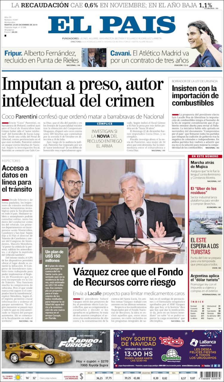 Portada de El País (Uruguay)