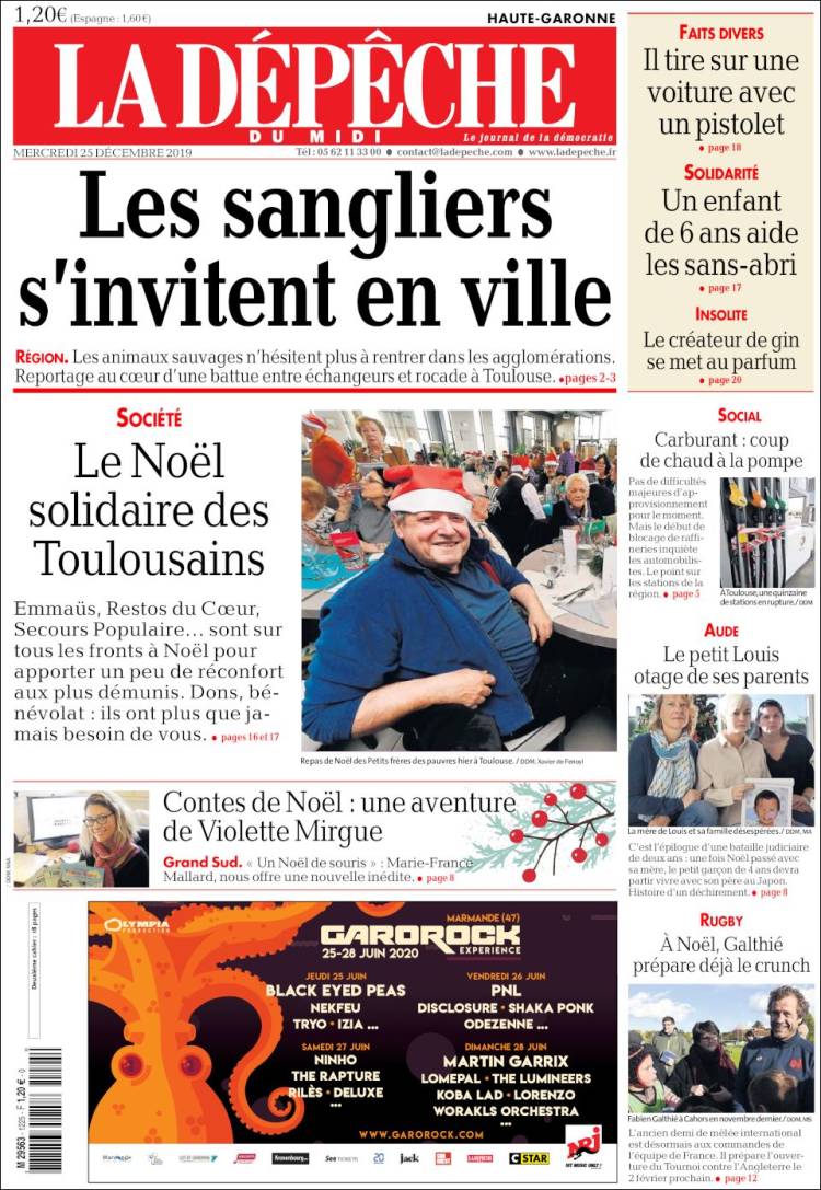 Portada de La Dépêche du Midi (Francia)