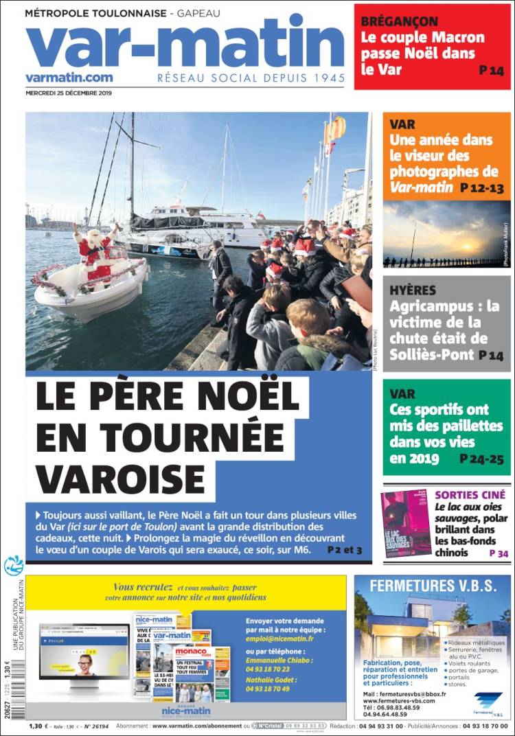 Portada de Nice-Matin (Francia)