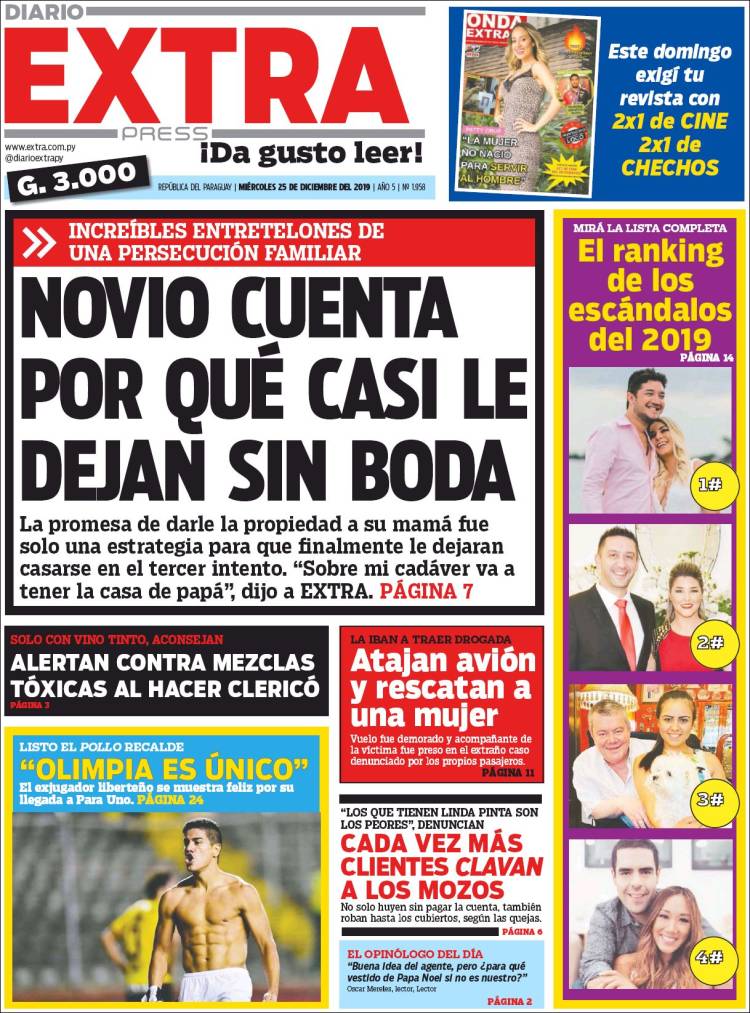 Portada de Diario Extra (Paraguay)