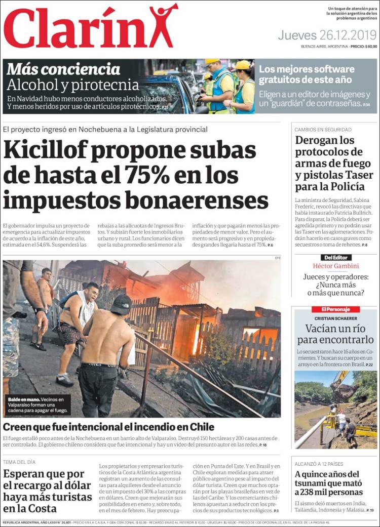 Portada de Clarín (Argentina)