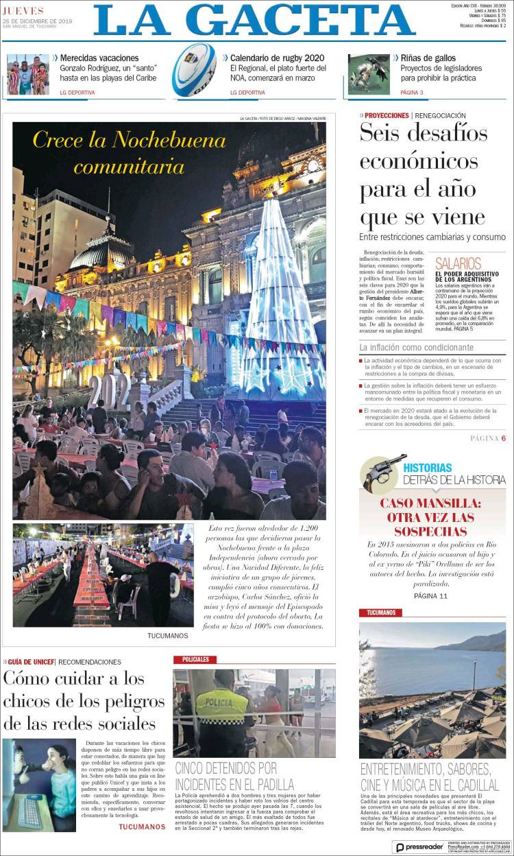 Portada de La Gaceta (Argentina)
