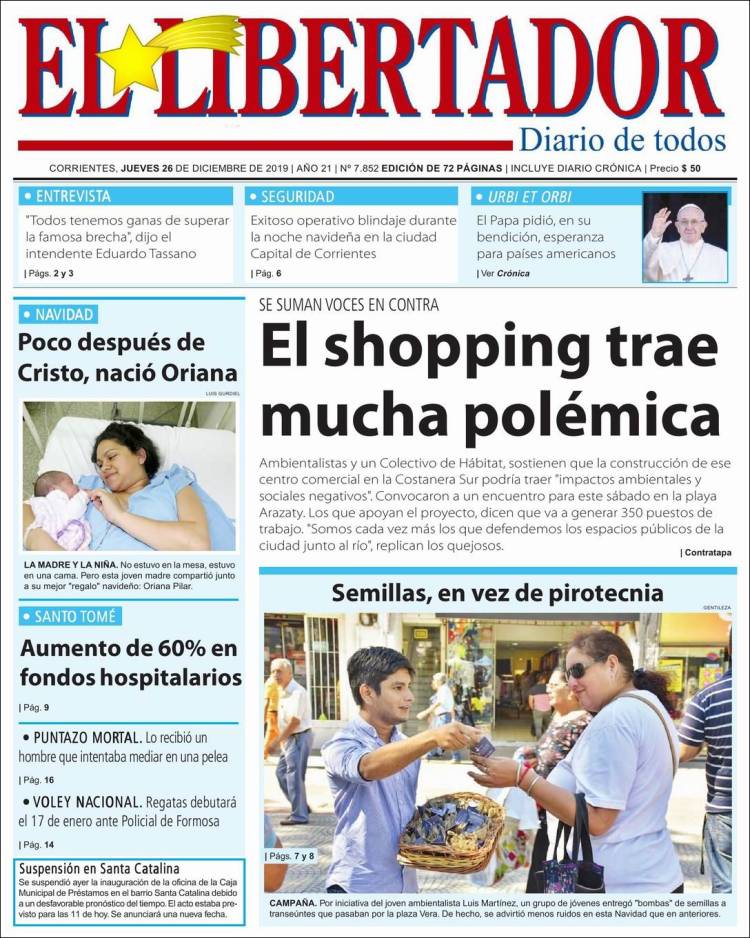 Portada de Diario El Libertador (Argentina)