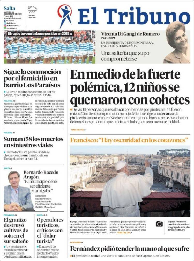 Portada de El Tribuno - Salta (Argentina)