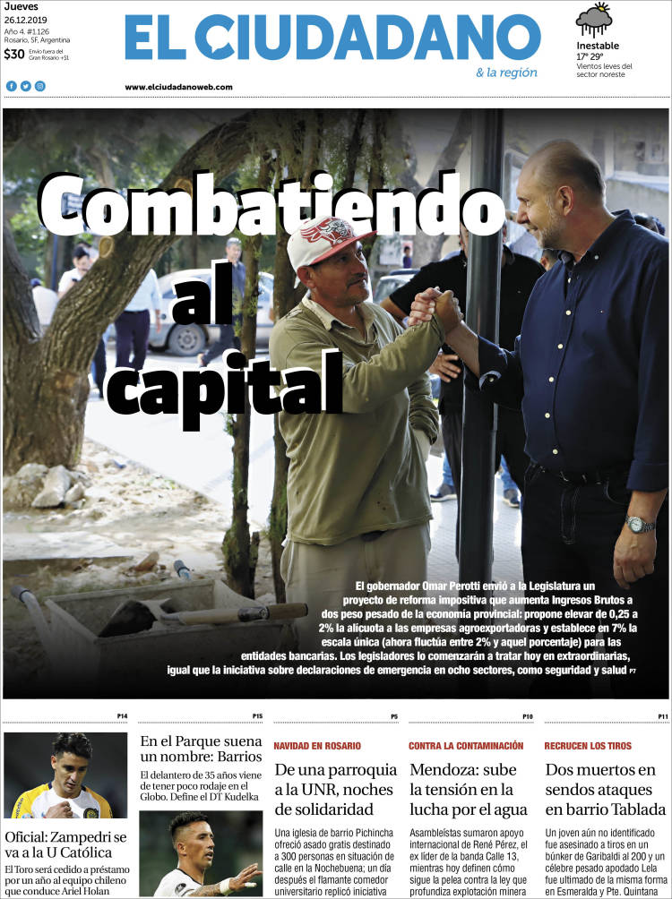 Portada de Diario El Ciudadano (Argentina)