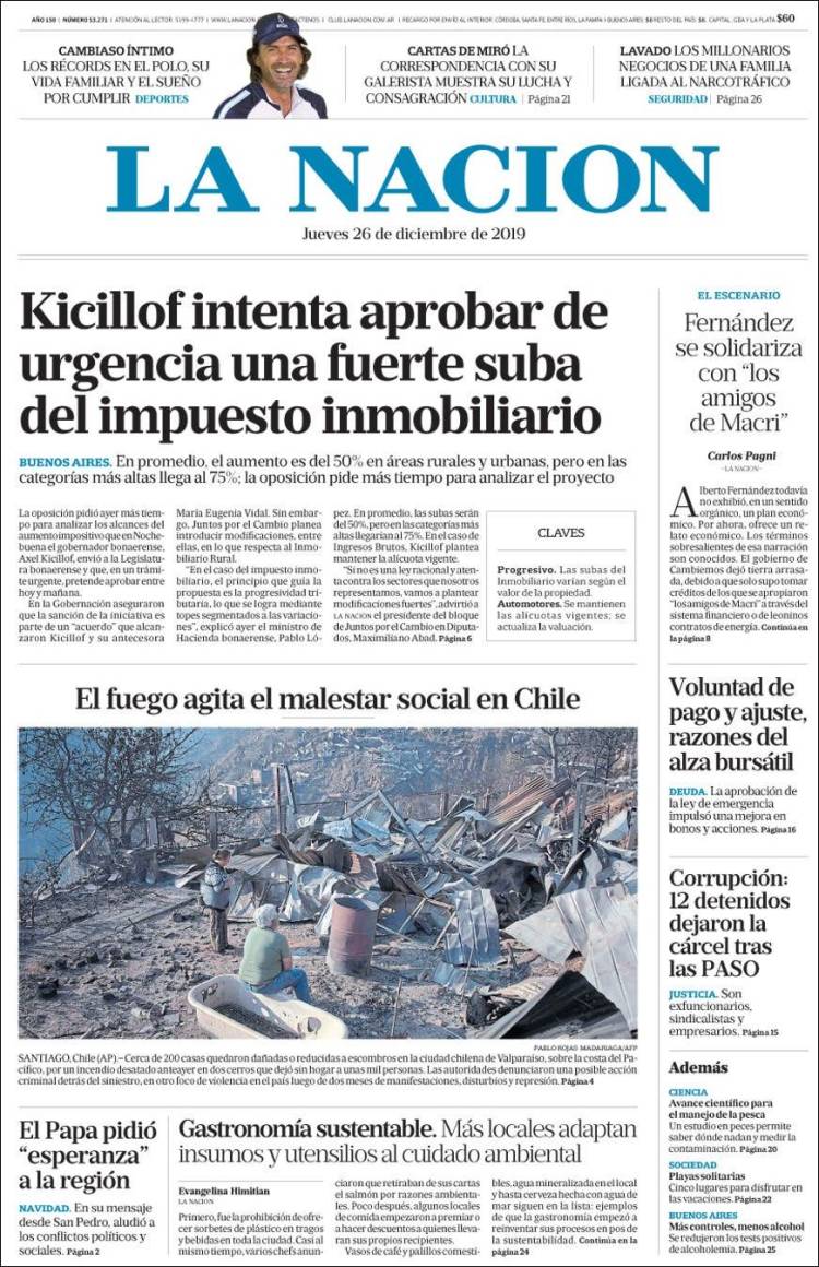 Portada de La Nación (Argentina)