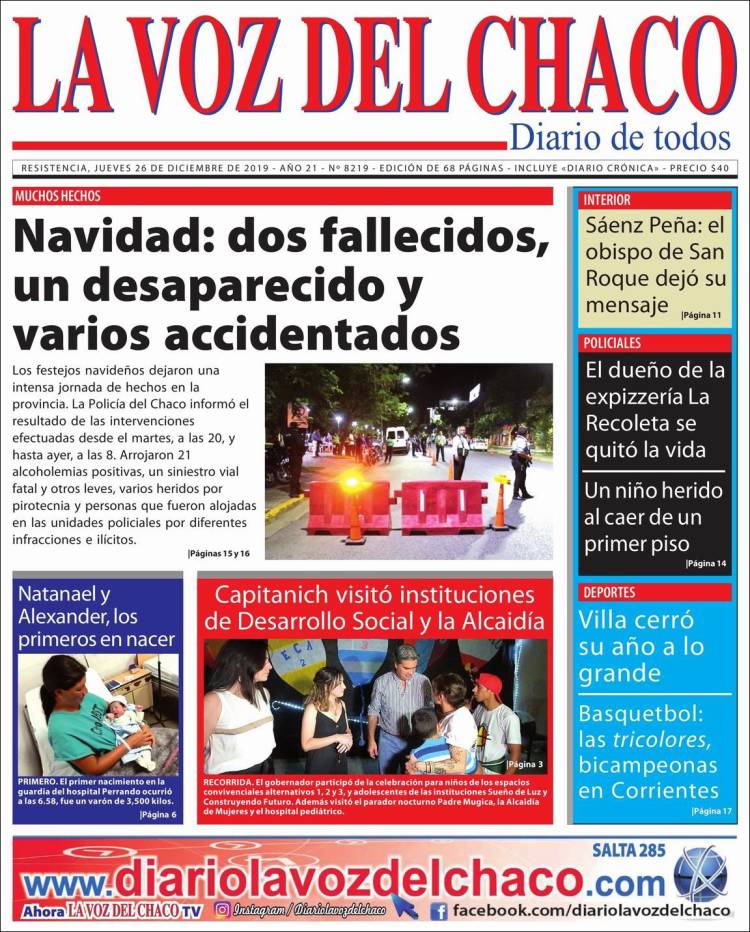 Portada de La Voz del Chaco (Argentina)