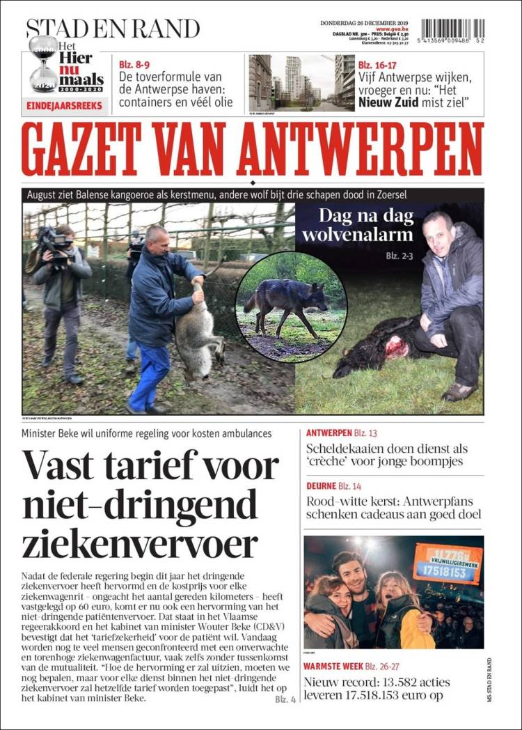 Portada de Gazet van Antwerpen (B&eacute;lgica)