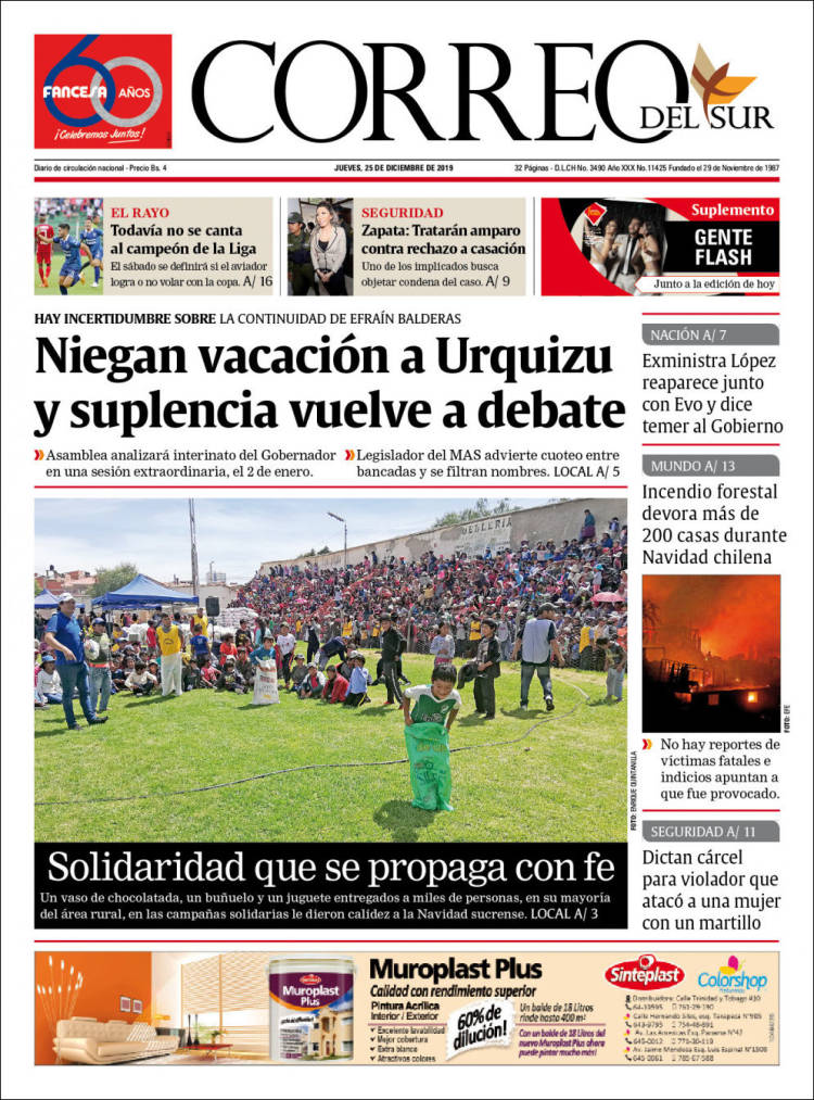 Portada de Correo Sur (Bolivia)