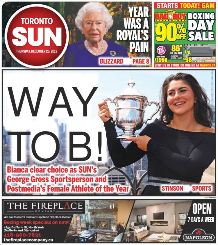 Portada de The Toronto Sun (Canadá)