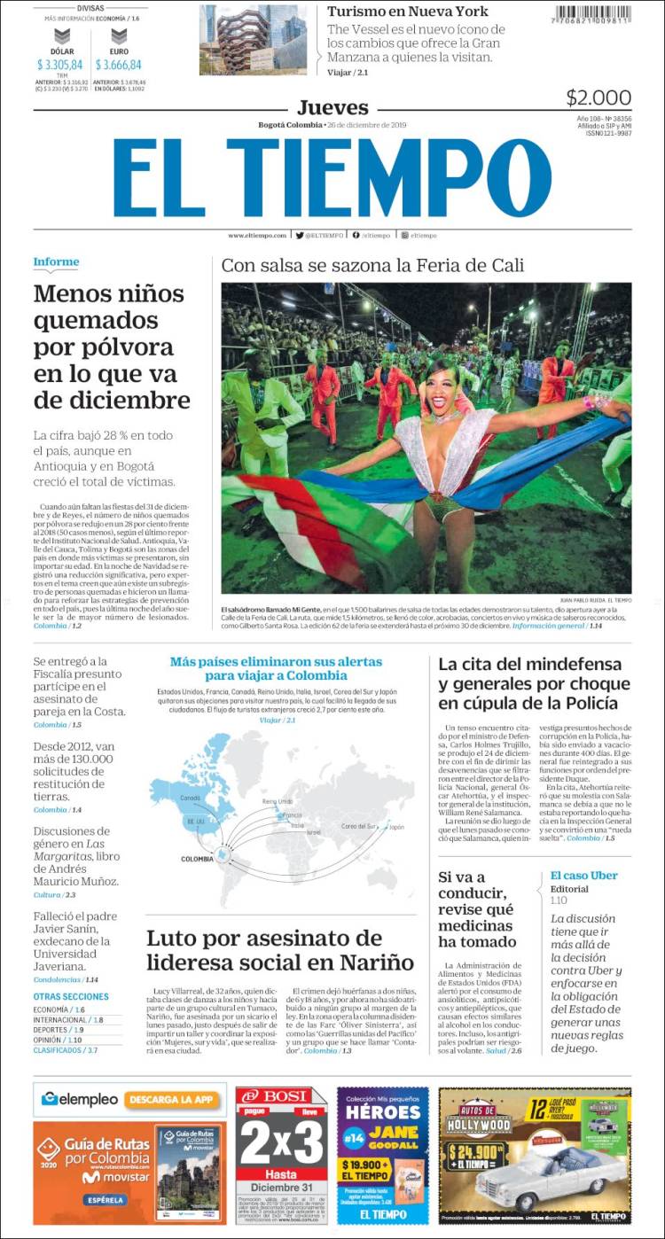 Portada de El Tiempo (Colombia)