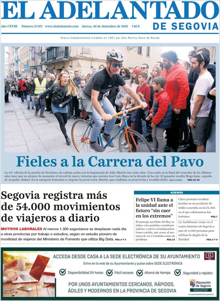 Portada de El Adelantado de Segovia (Espa&ntilde;a)