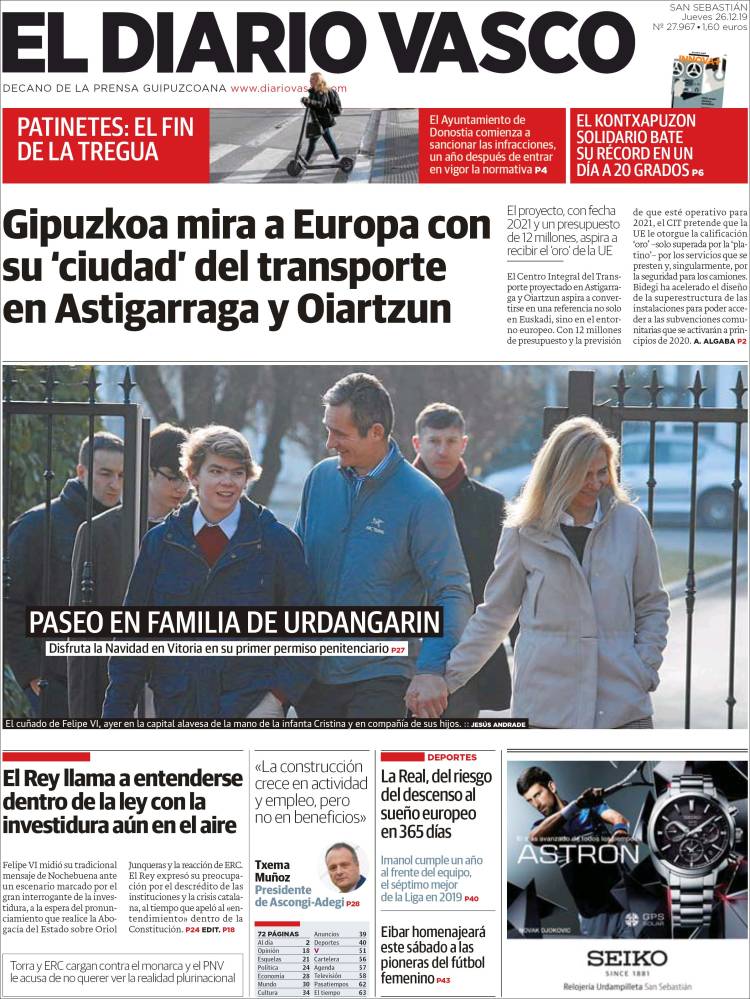 Portada de Diario Vasco (Espa&ntilde;a)