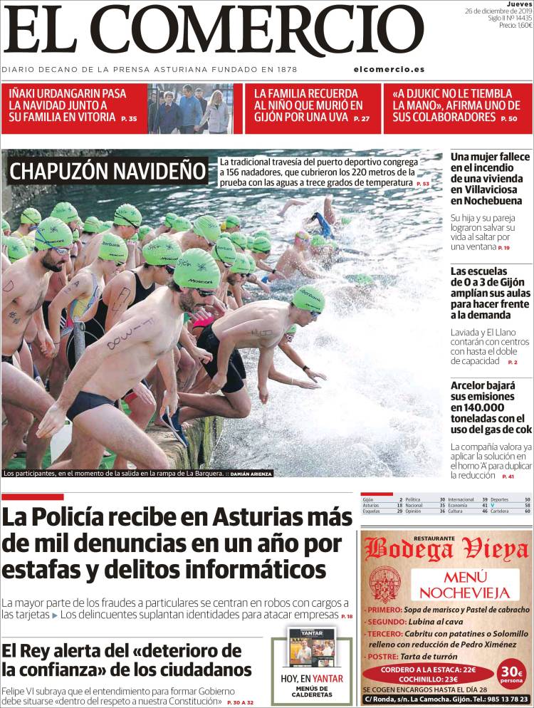 Portada de El Comercio (Espa&ntilde;a)