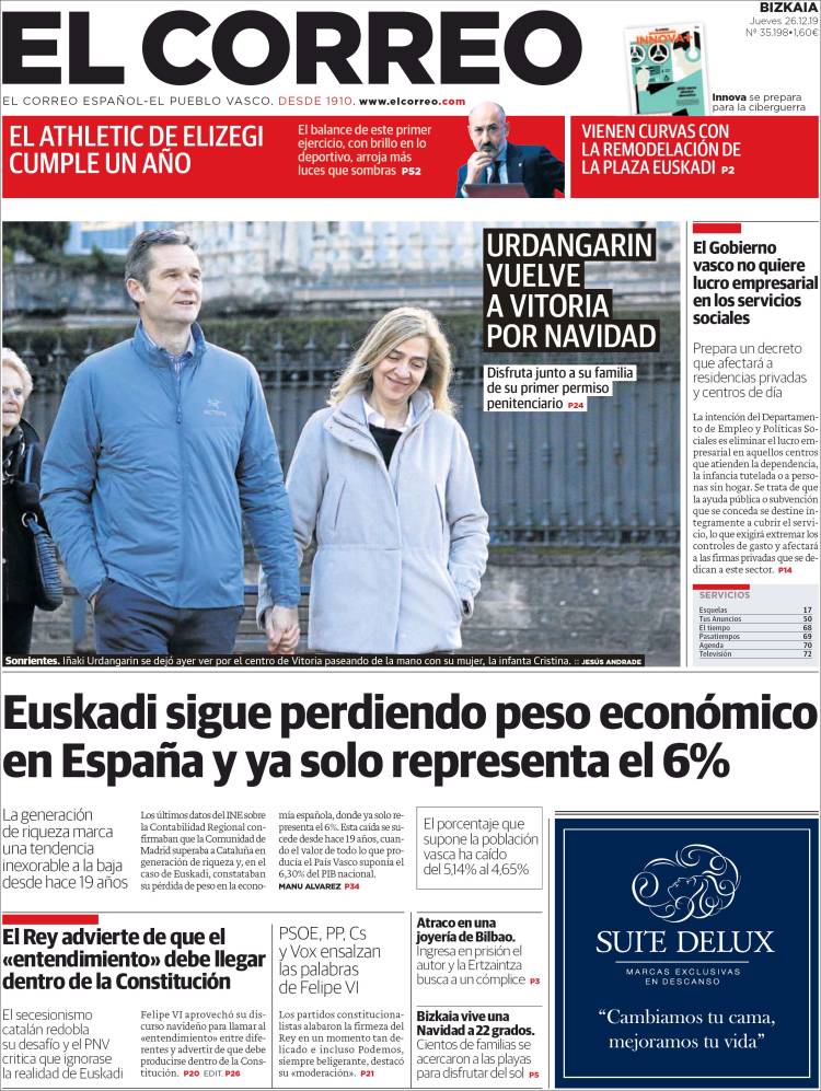 Portada de El Correo (Espa&ntilde;a)