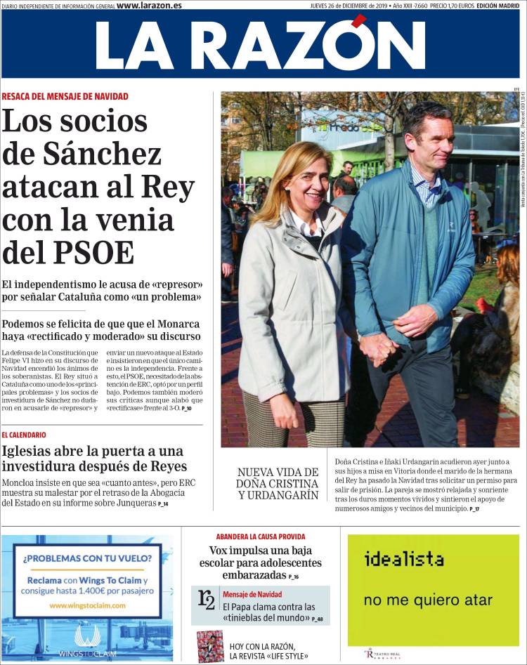 Portada de La Razón (Espa&ntilde;a)