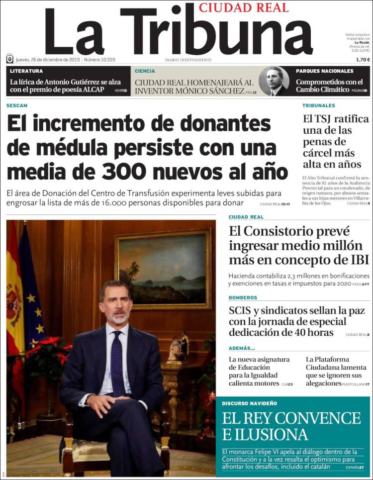Portada de La Tribuna de Ciudad Real (Espa&ntilde;a)
