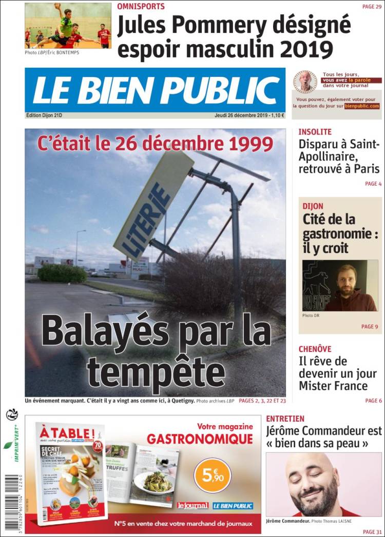 Portada de Le Bien Public (Francia)