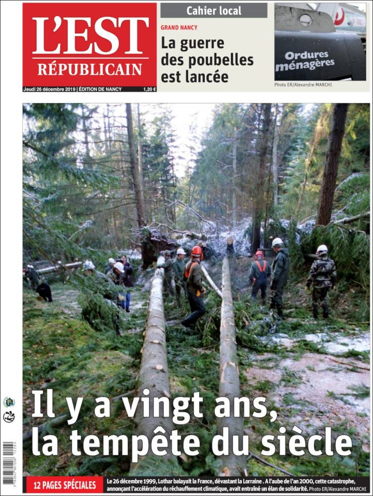 Portada de L'Est Republicain (Francia)