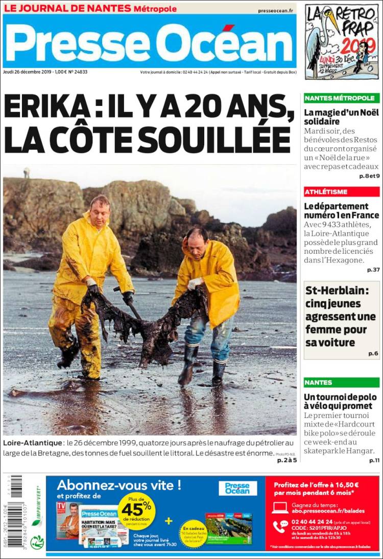 Portada de Presse Ocean (Francia)