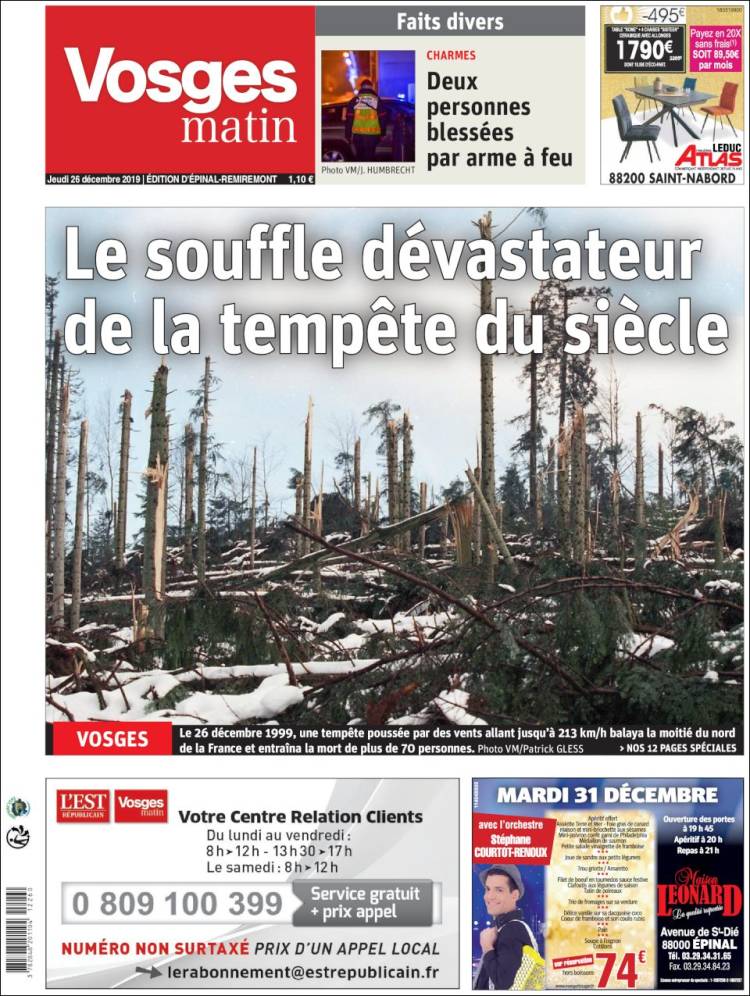 Portada de Vosges Matin (Francia)