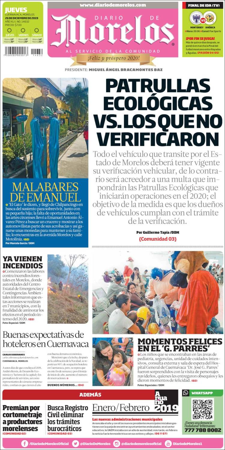 Portada de Diario de Morelos (M&eacute;xico)