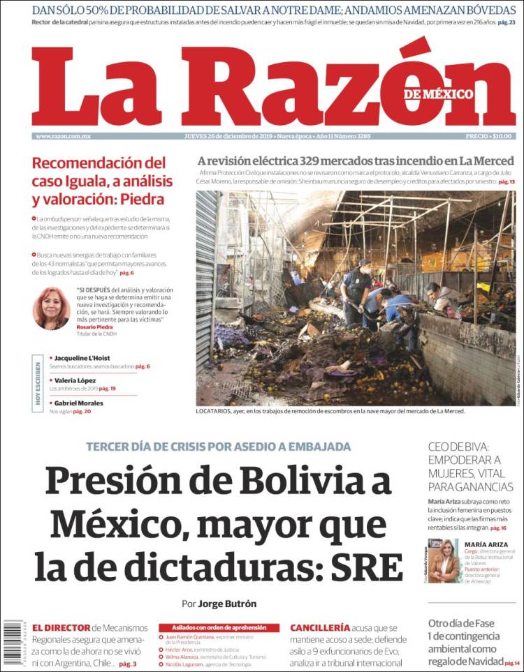 Portada de La Razón (M&eacute;xico)