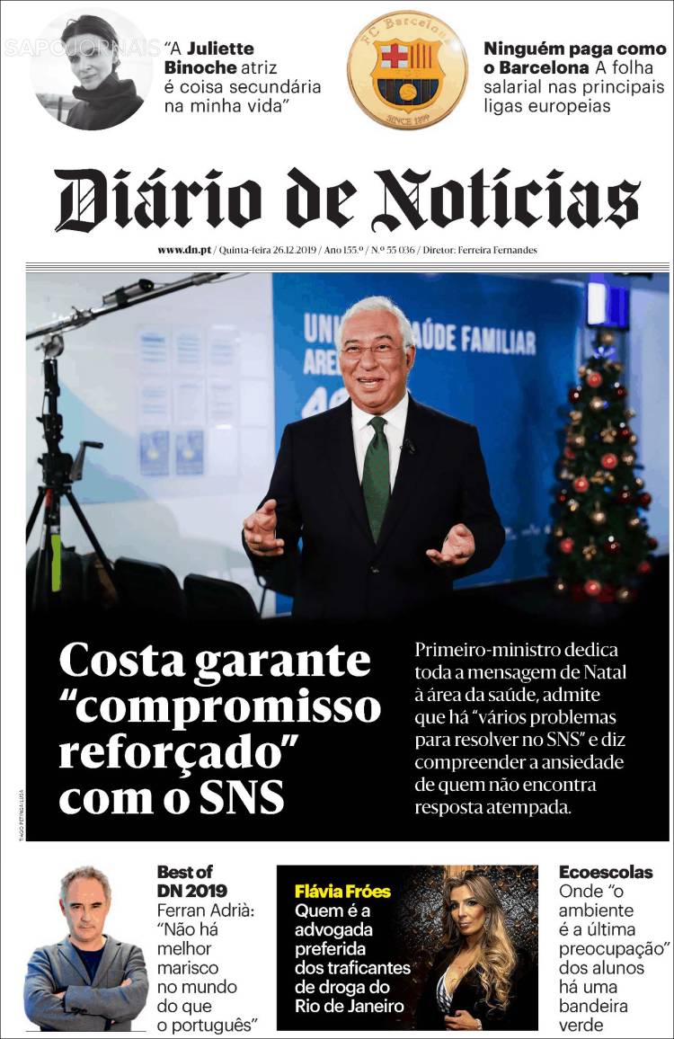 Portada de Diário de Noticias (Portugal)