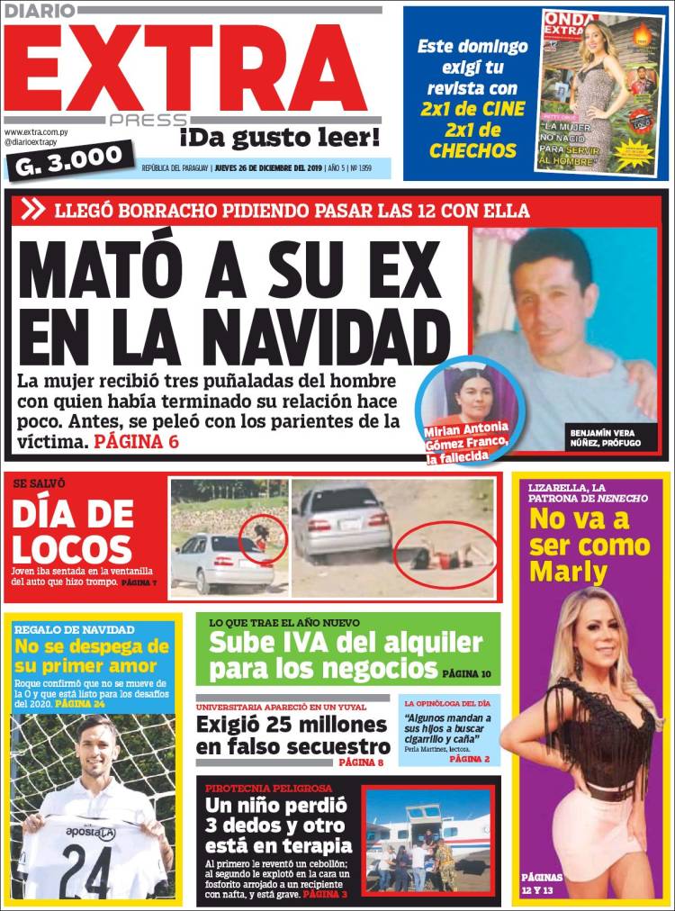 Portada de Diario Extra (Paraguay)