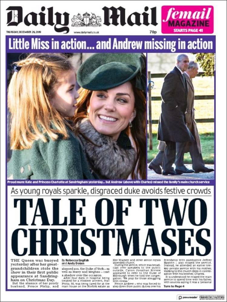 Portada de Daily Mail (Reino Unido)