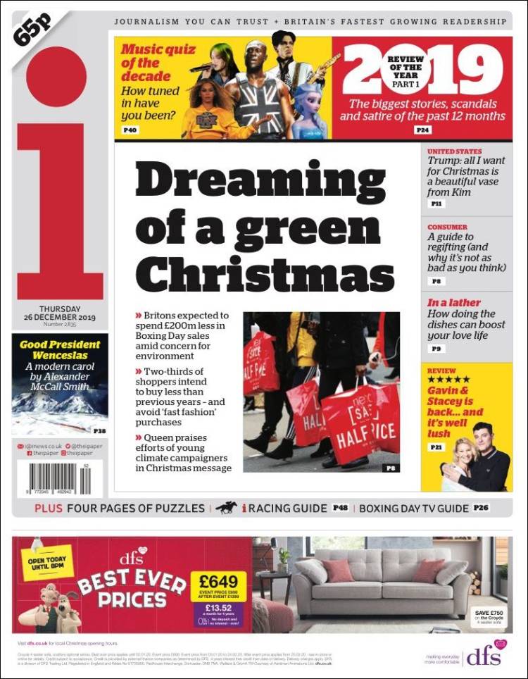 Portada de The i (Reino Unido)