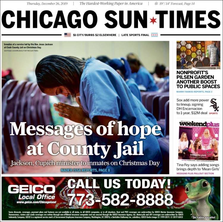 Portada de Chicago Sun-Times (USA)