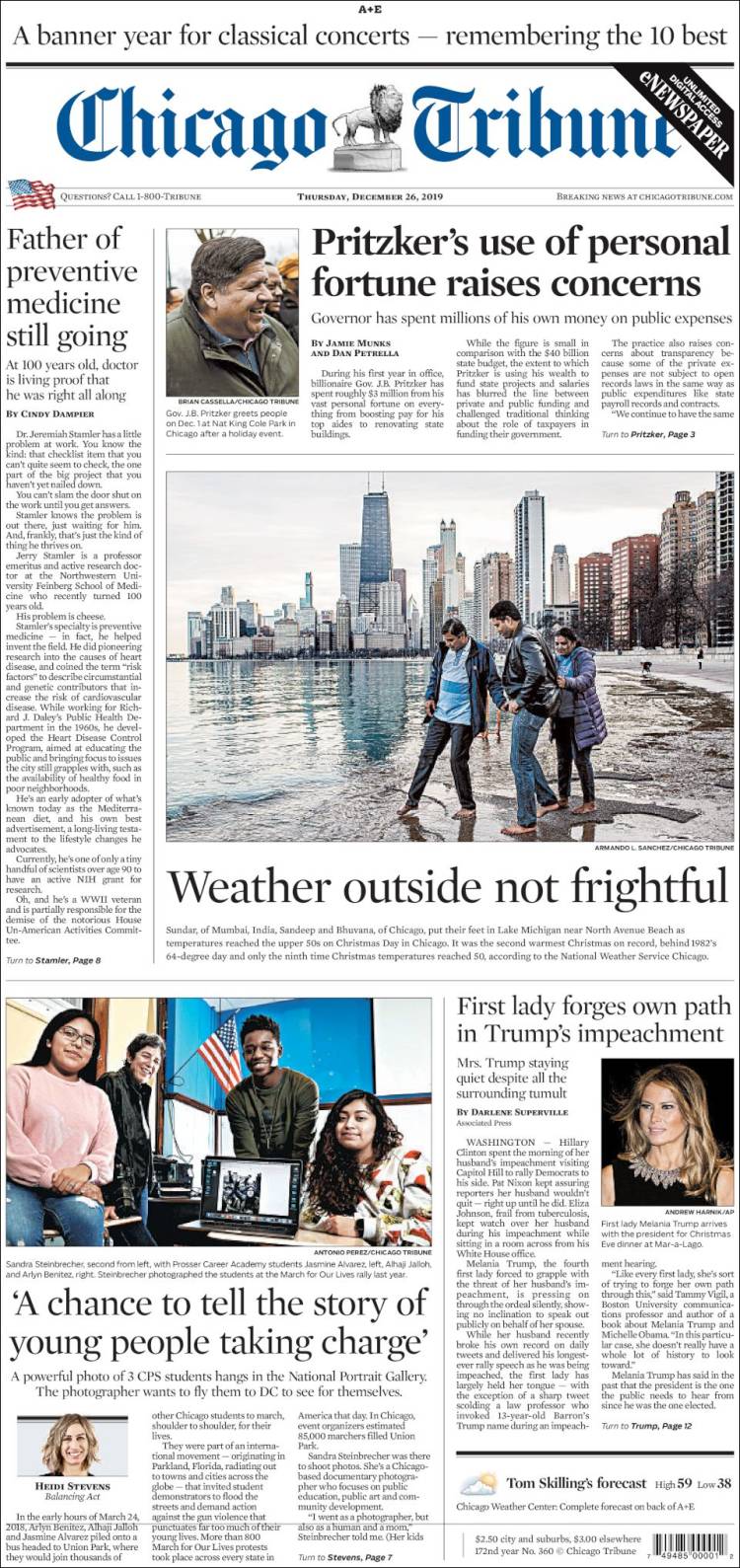 Portada de Chicago Tribune (USA)