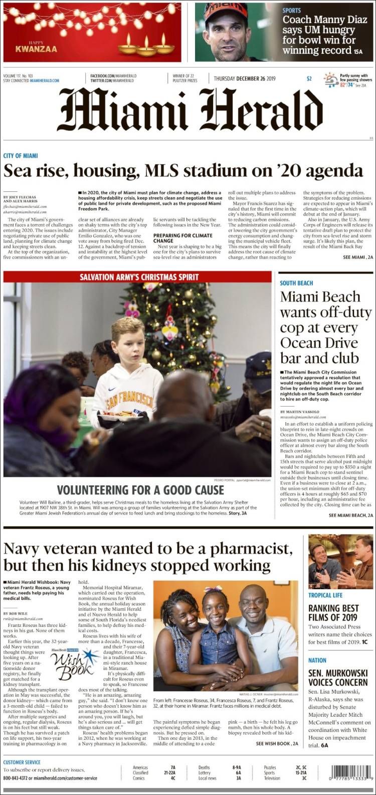 Portada de Miami Herald (USA)