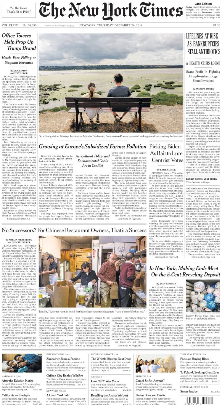 Portada de New York Times (USA)